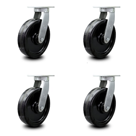 Service Caster 12 Inch Extra Heavy Duty Phenolic Wheel Swivel Caster Set with 2 Swivel Locks SCC-KP92S1230-PHR-BSL-2-S-2